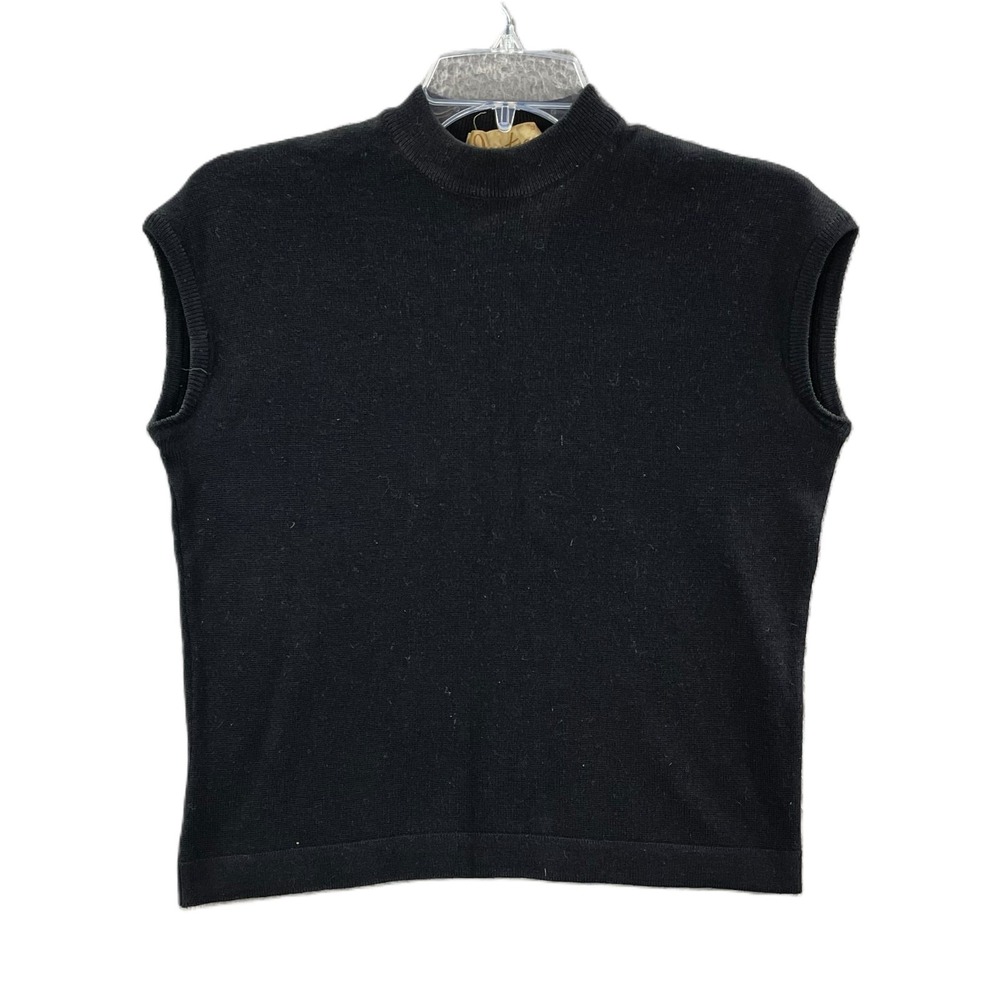 Jantzen Sweater Womens 36 Black Knitted Mock Neck Sleeveless Pullover Streetwear